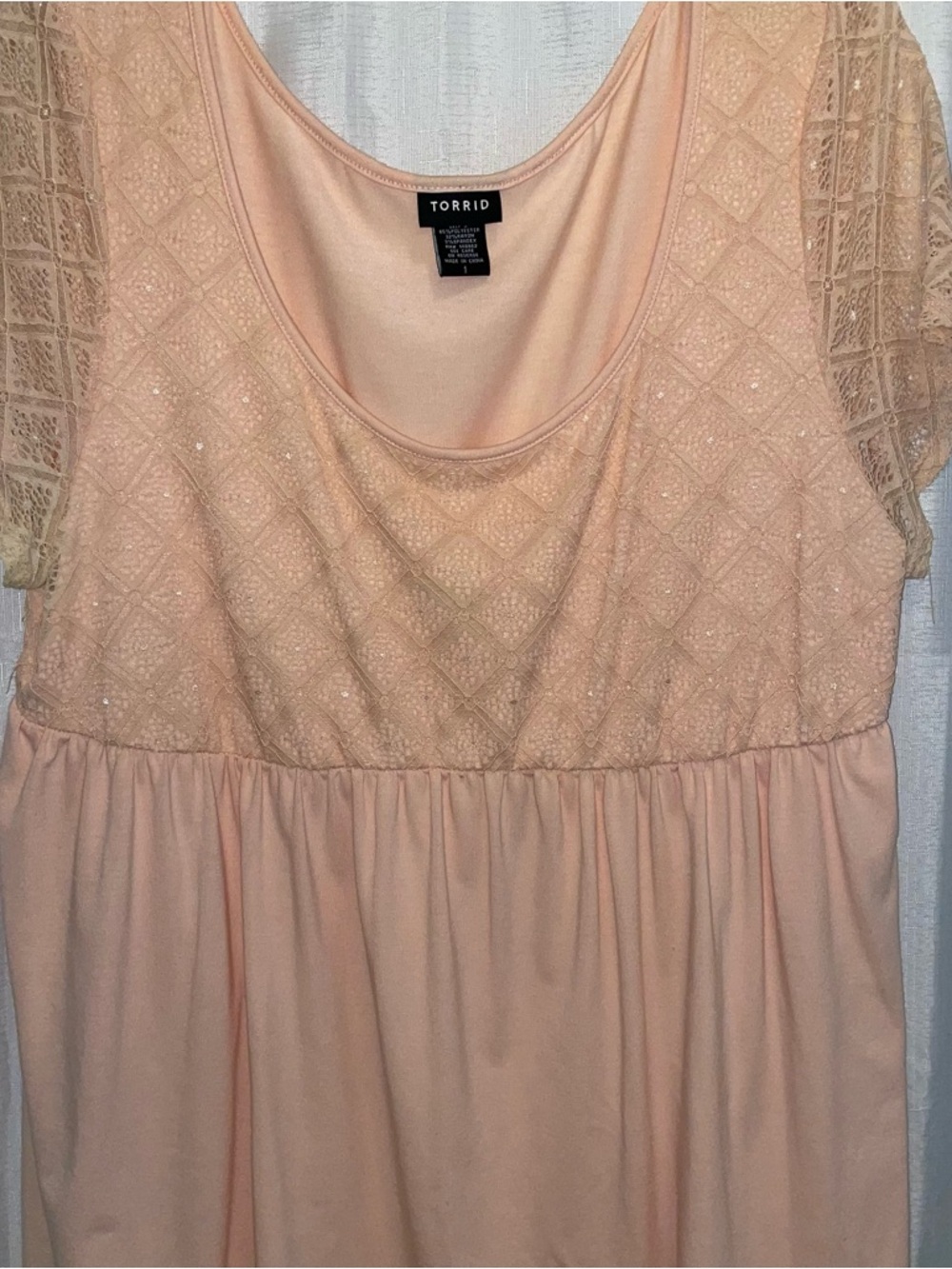 Torrid Blush Pink Lace Babydoll Top Size 1 (1X)